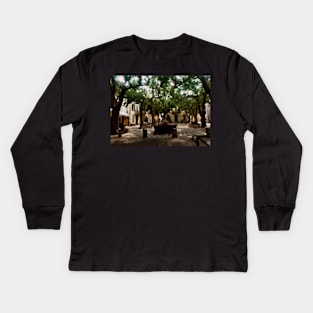 marketplace in La Collobrières, France Kids Long Sleeve T-Shirt